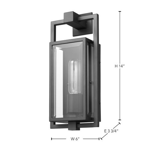 Main product image of Exhibit 1 Light Small Wall Lantern Matte Black Finish w/ Clear Beveled Glass