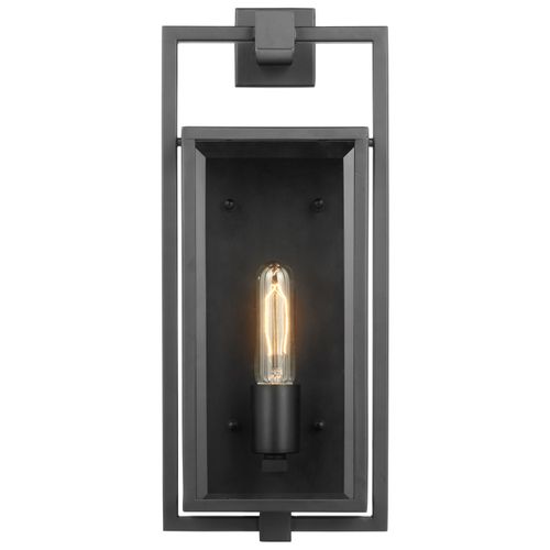 Main product image of Exhibit 1 Light Medium Wall Lantern Matte Black Finish w/ Clear Beveled Glass