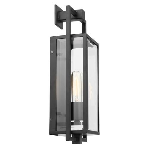 Main product image of Exhibit 1 Light Medium Wall Lantern Matte Black Finish w/ Clear Beveled Glass