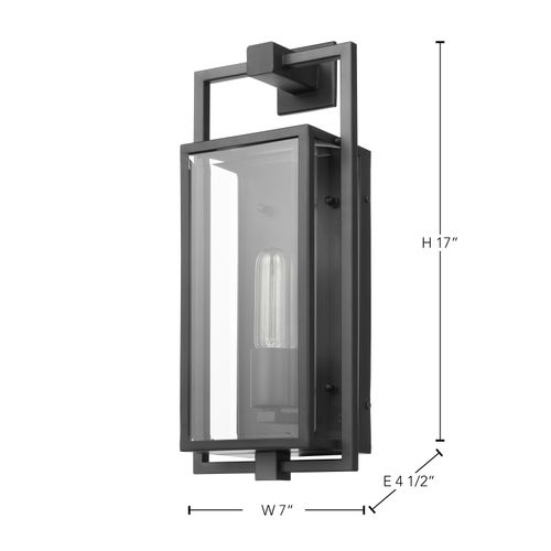 Main product image of Exhibit 1 Light Medium Wall Lantern Matte Black Finish w/ Clear Beveled Glass