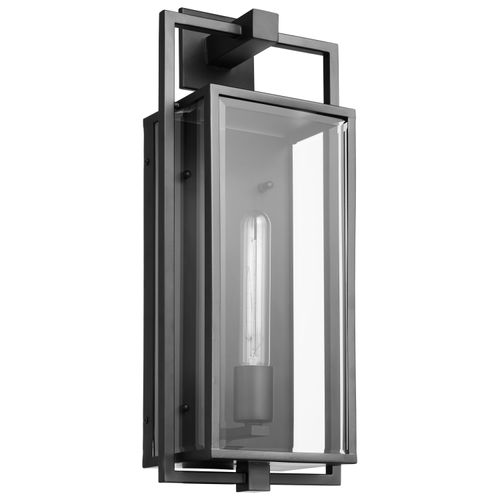 Main product image of Exhibit 1 Light Large Wall Lantern Matte Black Finish w/ Clear Beveled Glass