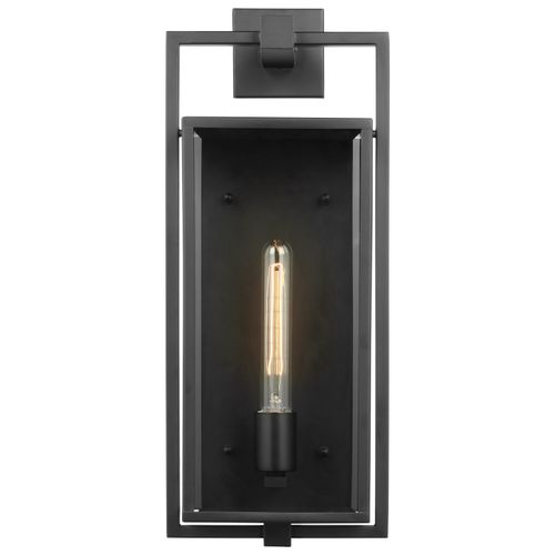 Main product image of Exhibit 1 Light Large Wall Lantern Matte Black Finish w/ Clear Beveled Glass