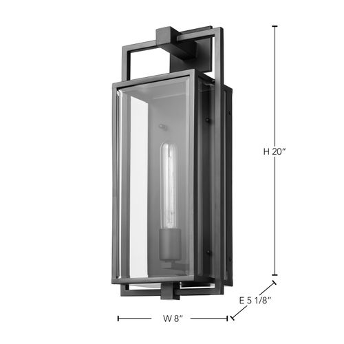 Main product image of Exhibit 1 Light Large Wall Lantern Matte Black Finish w/ Clear Beveled Glass