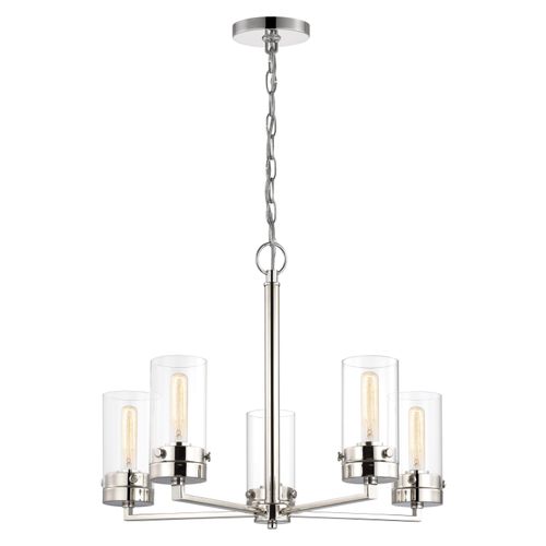 Main product image of Intersection 5 Light Chandelier Polished Nickel w/ Clear Glass