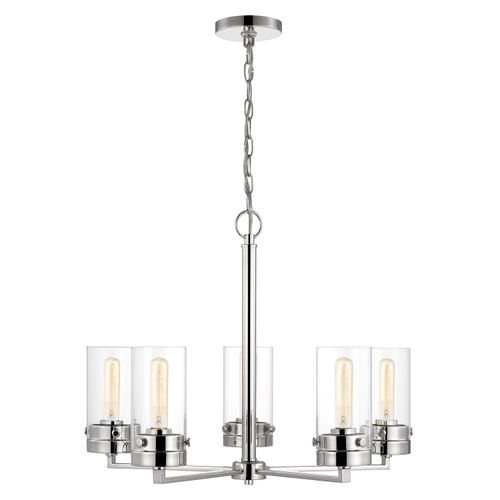 Main product image of Intersection 5 Light Chandelier Polished Nickel w/ Clear Glass