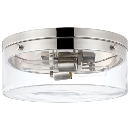 Main product image of Intersection Small Flush Mount Fixture Polished Nickel w/ Clear Glass