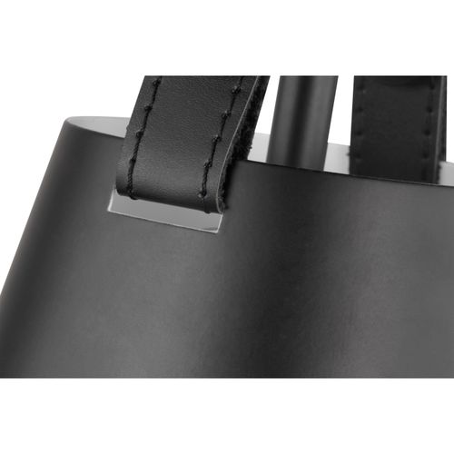 Main product image of Zelda 1 Light Pendant Medium Base 60 Watt Black Finish Black Metal Shade Faux Leather Straps