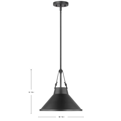 Main product image of Zelda 1 Light Pendant Medium Base 60 Watt Black Finish Black Metal Shade Faux Leather Straps
