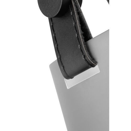 Main product image of Zelda 1 Light Pendant Medium Base 60 Watt Black Finish Gray Metal Shade Faux Leather Straps