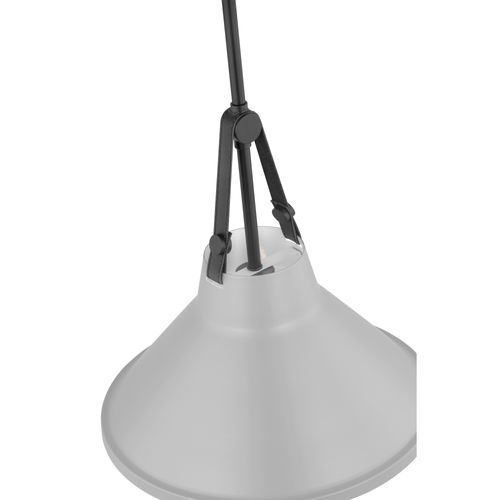 Main product image of Zelda 1 Light Pendant Medium Base 60 Watt Black Finish Gray Metal Shade Faux Leather Straps
