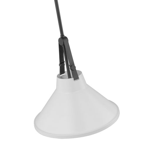 Main product image of Zelda 1 Light Pendant Medium Base 60 Watt Black Finish White Metal Shade Faux Leather Straps