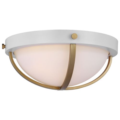 Main product image of Lincoln 2 Light Large Flush Mount Medium Base 60 Watt Matte White Finish White Opal Glass
