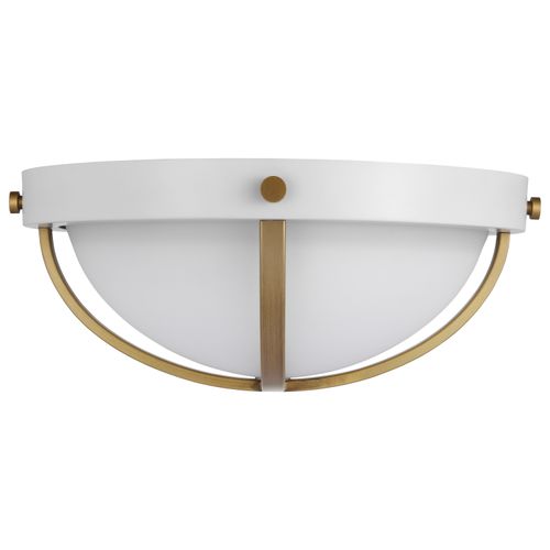 Main product image of Lincoln 2 Light Large Flush Mount Medium Base 60 Watt Matte White Finish White Opal Glass