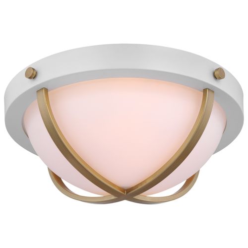 Main product image of Lincoln 2 Light Large Flush Mount Medium Base 60 Watt Matte White Finish White Opal Glass