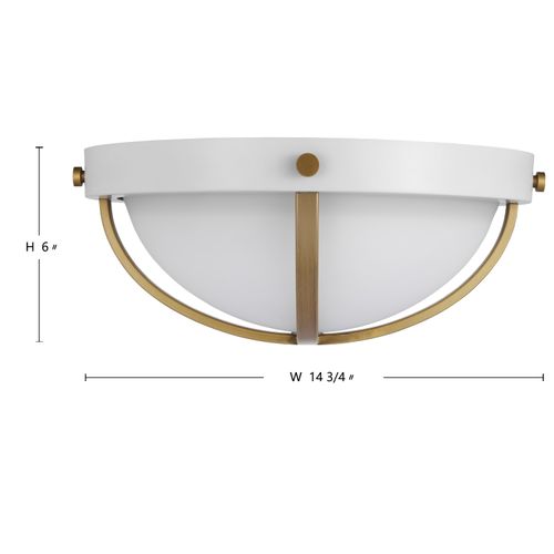 Main product image of Lincoln 2 Light Large Flush Mount Medium Base 60 Watt Matte White Finish White Opal Glass