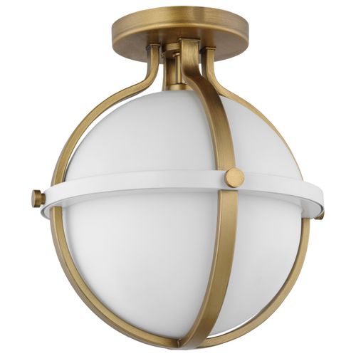 Main product image of Lincoln 1 Light Semi Flush Mount Medium Base 60 Watt Matte White Finish White Opal Glass