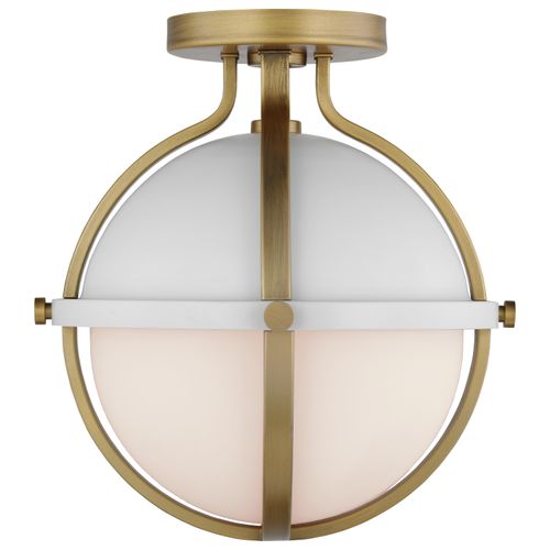 Main product image of Lincoln 1 Light Semi Flush Mount Medium Base 60 Watt Matte White Finish White Opal Glass