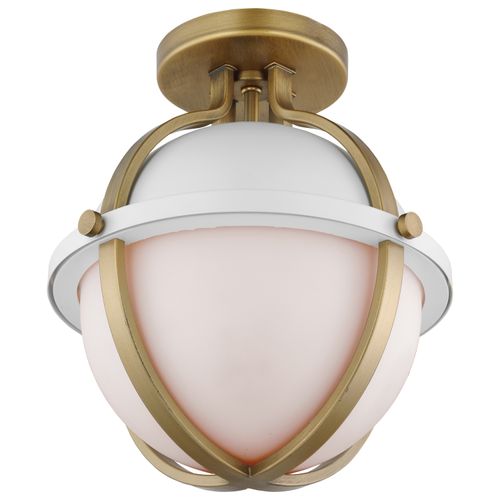 Main product image of Lincoln 1 Light Semi Flush Mount Medium Base 60 Watt Matte White Finish White Opal Glass