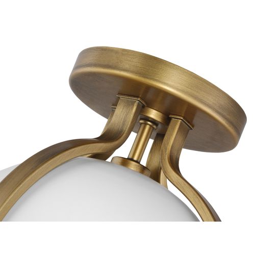 Main product image of Lincoln 1 Light Semi Flush Mount Medium Base 60 Watt Matte White Finish White Opal Glass