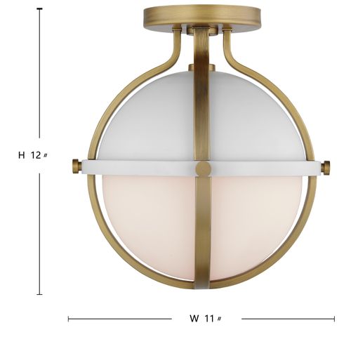 Main product image of Lincoln 1 Light Semi Flush Mount Medium Base 60 Watt Matte White Finish White Opal Glass