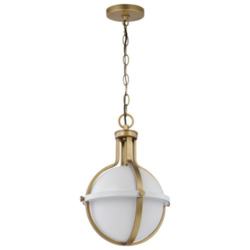 Main product image of Lincoln 1 Light Medium Pendant Medium Base 60 Watt Matte White Finish White Opal Glass