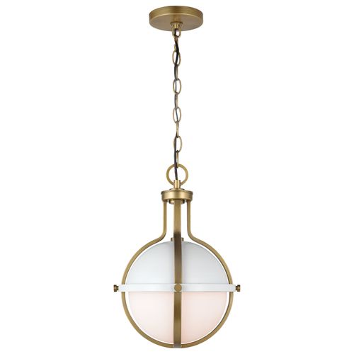 Main product image of Lincoln 1 Light Medium Pendant Medium Base 60 Watt Matte White Finish White Opal Glass