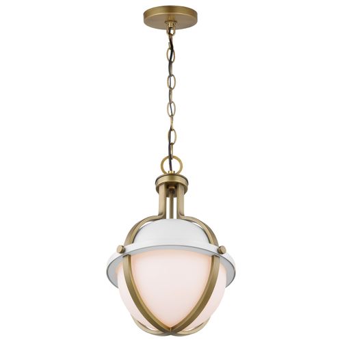 Main product image of Lincoln 1 Light Medium Pendant Medium Base 60 Watt Matte White Finish White Opal Glass