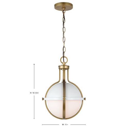 Main product image of Lincoln 1 Light Medium Pendant Medium Base 60 Watt Matte White Finish White Opal Glass