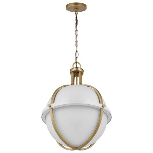 Main product image of Lincoln 1 Light Large Pendant Medium Base 60 Watt Matte White Finish White Opal Glass