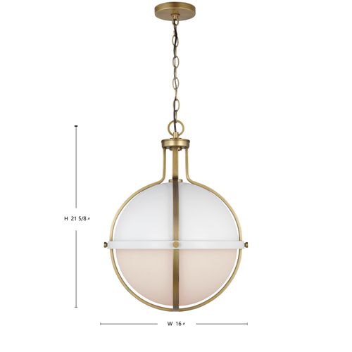 Main product image of Lincoln 1 Light Large Pendant Medium Base 60 Watt Matte White Finish White Opal Glass