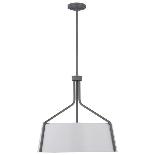 Main product image of Livingston 4 Light Pendant Medium Base 60 Watt Putty Gray Finish White Linen Fabric Shade