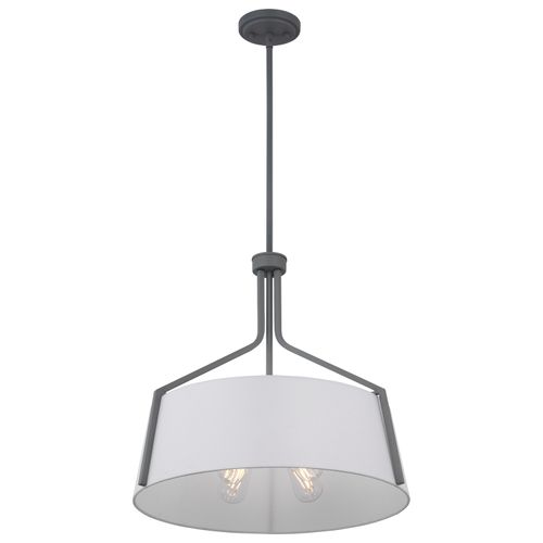 Main product image of Livingston 4 Light Pendant Medium Base 60 Watt Putty Gray Finish White Linen Fabric Shade