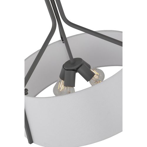 Main product image of Livingston 4 Light Pendant Medium Base 60 Watt Putty Gray Finish White Linen Fabric Shade