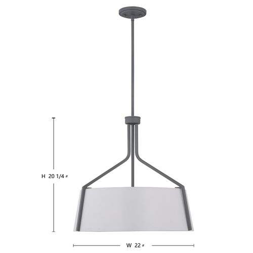 Main product image of Livingston 4 Light Pendant Medium Base 60 Watt Putty Gray Finish White Linen Fabric Shade
