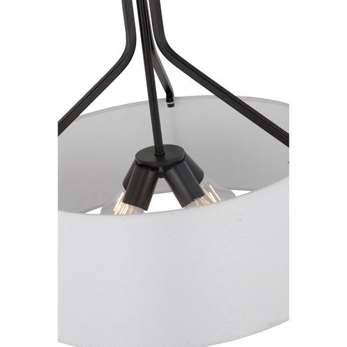 Main product image of Livingston 4 Light Pendant Medium Base 60 Watt Matte Black Finish White Linen Fabric Shade