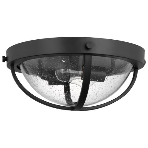 Main product image of Lincoln 2 Light Large Flush Mount Medium Base 60 Watt Matte Black Finish Clear Seeded Glass