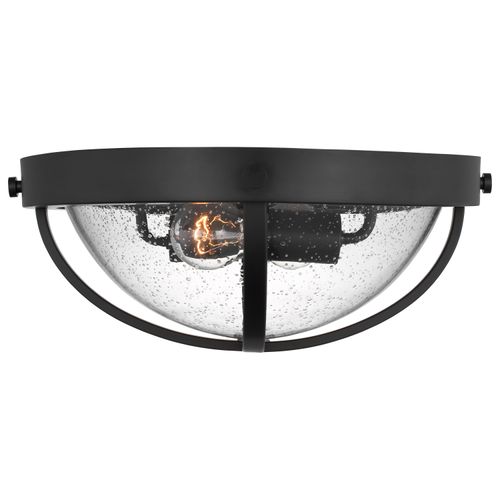 Main product image of Lincoln 2 Light Large Flush Mount Medium Base 60 Watt Matte Black Finish Clear Seeded Glass