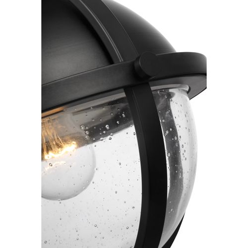 Main product image of Lincoln 1 Light Semi Flush Mount Medium Base 60 Watt Matte Black Finish Clear Seeded Glass