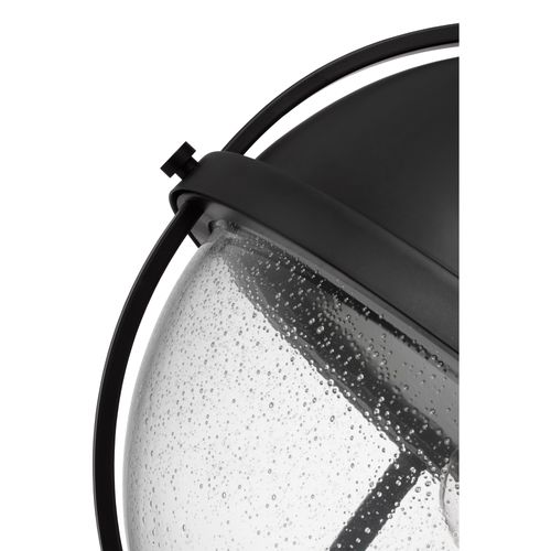 Main product image of Lincoln 1 Light Large Pendant Medium Base 60 Watt Matte Black Finish Clear Seeded Glass