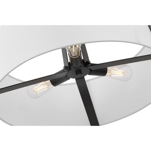 Main product image of Flynn 3 Light Pendant Medium Base 60 Watt Black Finish White Textile Shade
