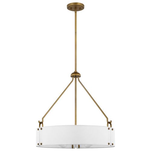 Main product image of Halter 4 Light Pendant Medium Base 60 Watt -Natural Brass Finish White Fabric Shade