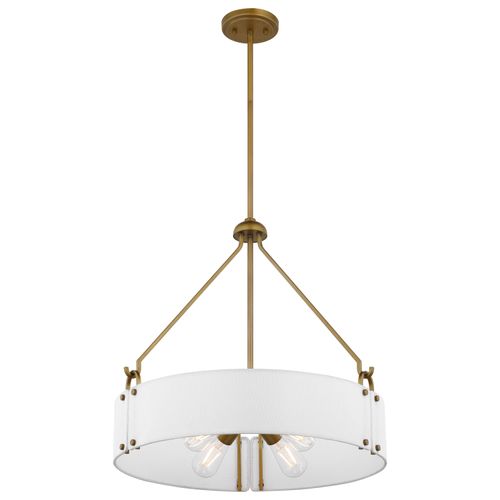 Main product image of Halter 4 Light Pendant Medium Base 60 Watt -Natural Brass Finish White Fabric Shade