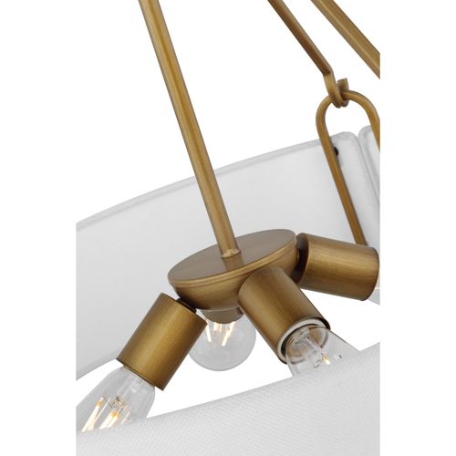 Main product image of Halter 4 Light Pendant Medium Base 60 Watt -Natural Brass Finish White Fabric Shade