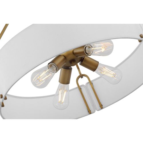 Main product image of Halter 4 Light Pendant Medium Base 60 Watt -Natural Brass Finish White Fabric Shade