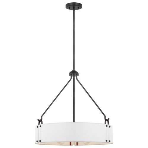 Main product image of Halter 4 Light Pendant Medium Base 60 Watt Matte Black Finish White Fabric Shade