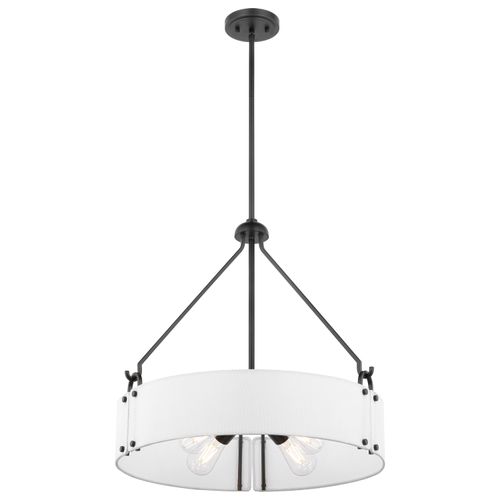 Main product image of Halter 4 Light Pendant Medium Base 60 Watt Matte Black Finish White Fabric Shade