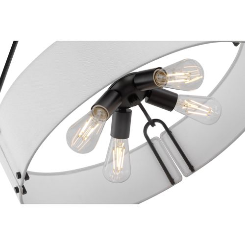 Main product image of Halter 4 Light Pendant Medium Base 60 Watt Matte Black Finish White Fabric Shade