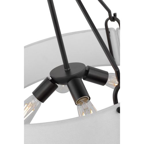 Main product image of Halter 4 Light Pendant Medium Base 60 Watt Matte Black Finish White Fabric Shade