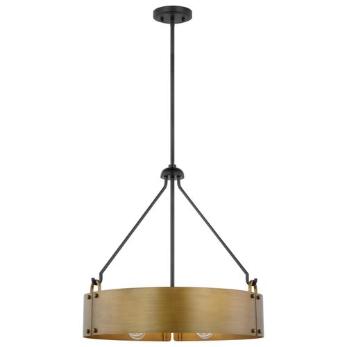 Main product image of Halter 4 Light Pendant Medium Base 60 Watt Matte Black Finish Natural Brass Metal Shade