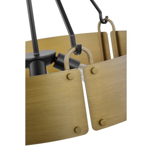 Main product image of Halter 4 Light Pendant Medium Base 60 Watt Matte Black Finish Natural Brass Metal Shade